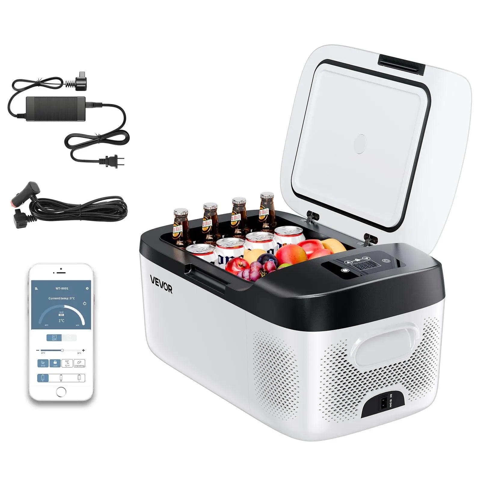 VEVOR Car Refrigerator 16QT Portable Cooler with App Control