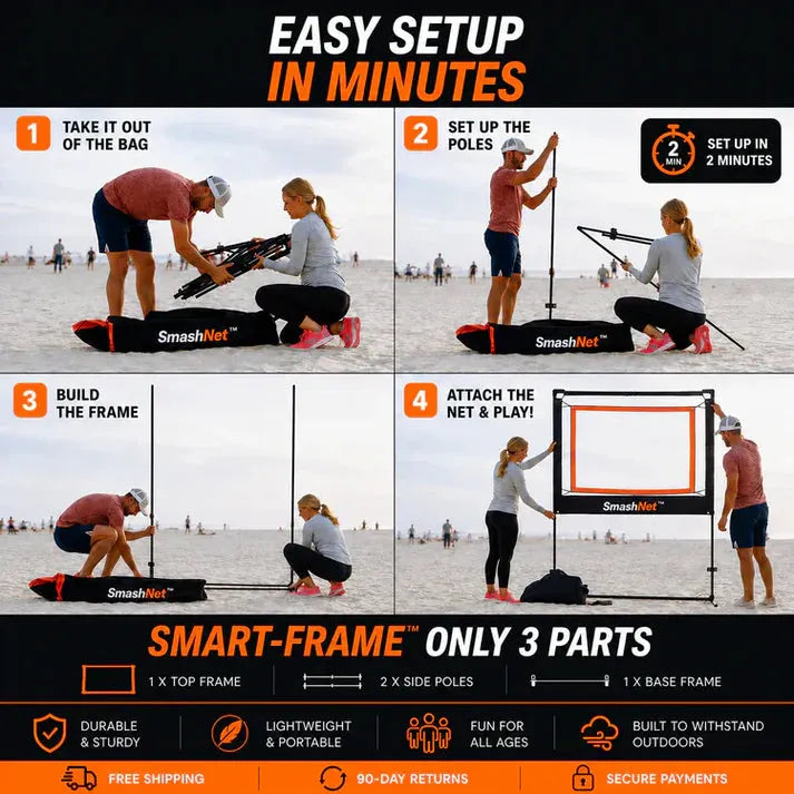 SmashNet Portable Indoor Outdoor Smash Net Interactive Game Kit